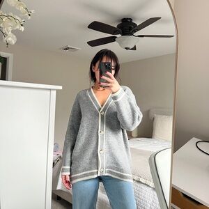 Gray Button-Up Women's Sweater
